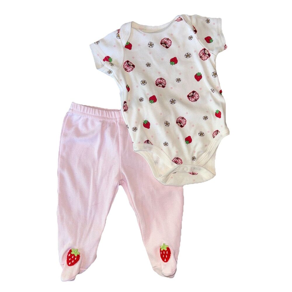 STRAWBERRY SHORTCAKE BODYSUIT Footie PANTS 6M BABY SET